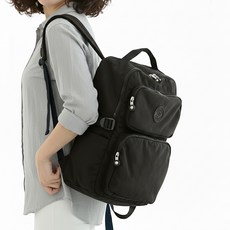 MISS BAEK 女用 Padam 防水旅行筆電後揹包 + 鑰匙圈組, 黑色