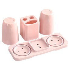 YOYOKI 溫馨雙人牙刷架 附杯子 2個, 1個, 顏色隨機