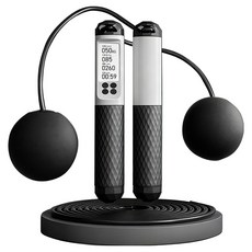 ANTIAN 負重磁控感應電子計數跳繩 無繩 + 有繩, 騎士黑, 1套