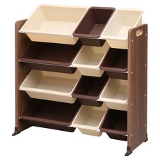 IRIS OHYAMA 愛麗思歐雅瑪 童心玩具收納架 KTHR-412, 胡桃木色 + 棕色, 4層