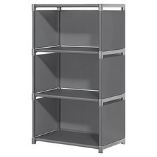 BANGJIASHI 多功能書櫃架/組合收納櫃/書櫃分層架 四橫桿加固 3格, 銀灰色, 4層