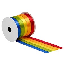 모던앳 5in1 그라데이션 공단 리본끈, 레인보우, 1개, 10m