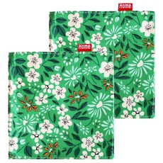 큐트미 코튼 패브릭 컵받침 MP570, 녹색꽃무늬, 2개