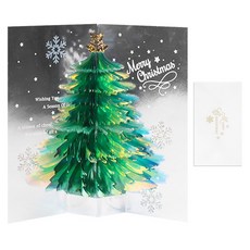 Modernat 聖誕3D立體樹卡片, 綠色, 1個