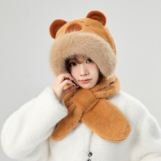 KeePoPo 嚴冬滑雪板滑雪防寒帽圍巾, 紅棕色, 1個