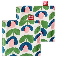 큐트미 코튼 패브릭 컵받침 MP572, 그린 + 블루튤립, 2개