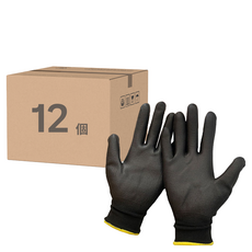BANGJIASHI PU塗掌工作手套 M, 黑色, 12個