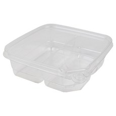 INP 透明PET安心密封一鍵式容器 16 x 16 x 5.5 cm SB16-3格, 20個, 1入