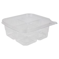 INP 透明PET安心密封一鍵式容器 16 x 16 x 6.7 cm SB16-4格, 20個, 1入
