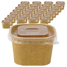 INP 牛皮紙方形醬料杯 6.4 x 4.2 x 4.9 cm + 透明蓋組合, 100套