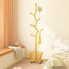 Rarora 簡約鋼製收納籃立式掛衣架, 高級金