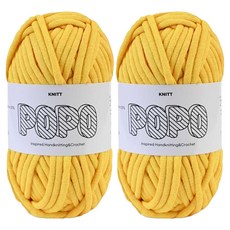 Knitt Popoyan 布質管狀紗 鉤針包編織線 100g, 20 黃色, 2個