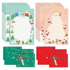 마음담아 해피 크리스마스 편지지 2종 x 8p 봉투 2종 x 4p, 그린 + 레드, 1개 문구/오피스/카드/엽서/봉투 반품 최저가 4,060원