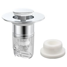 HOMETUDIO. 排水口防臭器 + 洗手檯排水孔塞 套組 銀色 + 白色, 1套