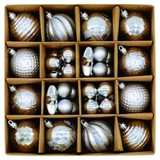 Mabso Shop 聖誕球禮物樹吊飾裝飾品套組 BRP1774, 白色, 1套