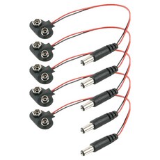 컴스 9V 건전지 to DC 변환 외경 5.5 내경 2.1 16cm 5p, 1개, CP093