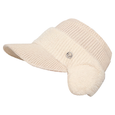 DISTIF 女款冬季針織護耳遮陽帽 運動防寒帽, 米色, 1個