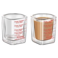 다파랑 사각 유리 바리스타 커피 베이킹 계량컵 샷잔 60ml HJ0318, 레드, 2개