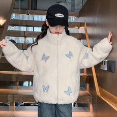 AB.F 蝴蝶結緞帶貼飾高領絨毛外套