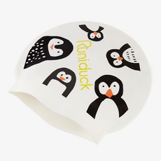 runiduck 矽膠泳帽 PENGUIN FAMILY, 白色, 1個