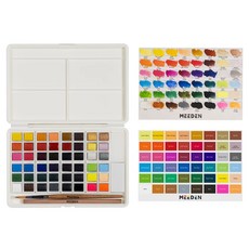 Sina Art 專家用固體水彩顏料 + 畫筆組, 2.8ml, 48色