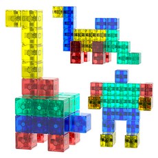 PLAYFUL TOYS 頑玩具 磁力透明方形積木 32塊, 1套, 多色
