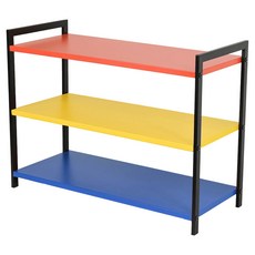 banaco Pelly 彩色鋼製層架, ORANGE + YELLOW + BLUE(層架), BLACK(框架), 3層
