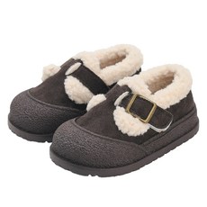 兒童鞋頭毛絨皮帶毛絨內襯皮鞋