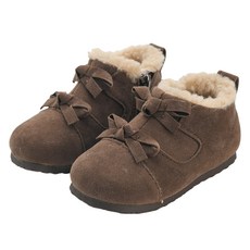 Rabbit Foot 兒童雙蝴蝶結毛絨內裡皮鞋