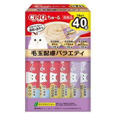 INABA CIAO 啾嚕肉泥盒裝 SC-427 40入, 化毛配方綜合口味, 560g, 1盒