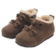 Rabbit Foot 兒童雙蝴蝶結刷毛內裡皮鞋