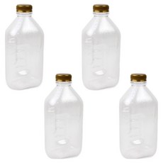 INP 38pi 含蓋復古方形PET果汁瓶 9.5 x 7.5 x 20.5 cm, 透明, 4個, 1000ml