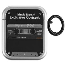 Koios AirPods 4 黑色復古霧透磁帶造型耳機殼, 1個, 黑色