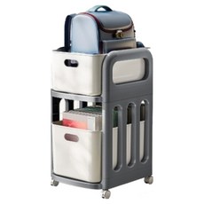 可移動式層架 學生家用抽屜收納推車, 灰色, 2層