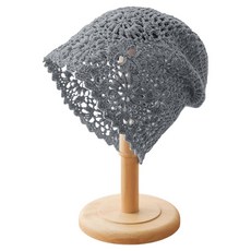 Bareunliving 廚房針織蕾絲頭巾帽 DK-13, 灰色, 1個