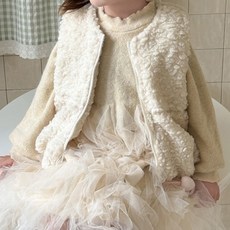 Uvely 兒童 Riboping 蝴蝶結裝飾羊羔毛拉鍊背心