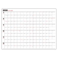 TLC 2026年 大型月曆 上下半年 黏貼式白板 單張日曆 計畫表 下半年 線條款, 橡膠磁鐵