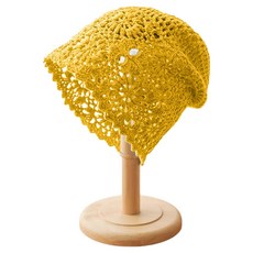 Bareunliving 廚房針織蕾絲頭巾帽 DK-13, 芥末黃, 1個