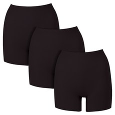 BASE ALPHA ESSENTIALS 女士尼龍彈性無痕平口褲 3件組, 黑色