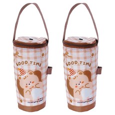 바른리빙 또또 빨대 텀블러 물병 파우치 TP-04, 브라운, 2개