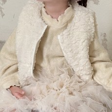 Uvely 兒童 Riboping 蝴蝶結裝飾羊毛背心 冬季羔羊絨拉鍊背心