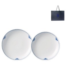 로얄코펜하겐 프린세스 한식기 찬기 세트 + 쇼핑백, 1세트, 찬그릇 25cm 2p + 찬그릇 20cm 2p, 블루 + 화이트