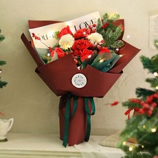 ScentBasket Mary & Bright 經典聖誕花束LED套組, 紅色, 1套