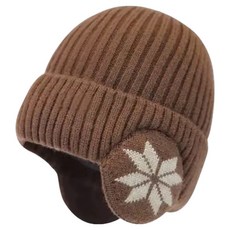 디스티프 남성용 겨울 니트 귀달이 스포츠 방한모자, 브라운, 1개