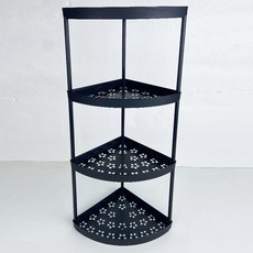NanriSisters 角落轉角層架 4層 不含滾輪, 黑色, 1個