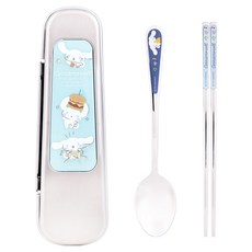 LiLFANT 三麗鷗大耳狗喜拿超級潔淨全不鏽鋼湯匙+餐具盒組, 湯匙 + 筷子 + 餐具盒, 混合色, 1套