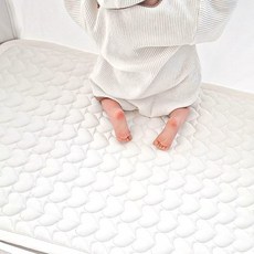 아이레빗 유아용 순면 도톰 하트 누빔 양면 침대 패드, 크림아이보리, 1개