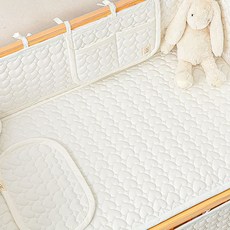 아이레빗 유아용 인견 도톰 하트 누빔 양면 침대 패드, 크림아이보리, 1개