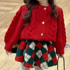 Uvely 兒童 Bba-cho 麻花針織冬季鈕扣開襟衫