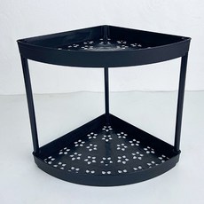 난리시스터즈 모서리 코너 선반 2단 바퀴 미포함, 블랙, 1개